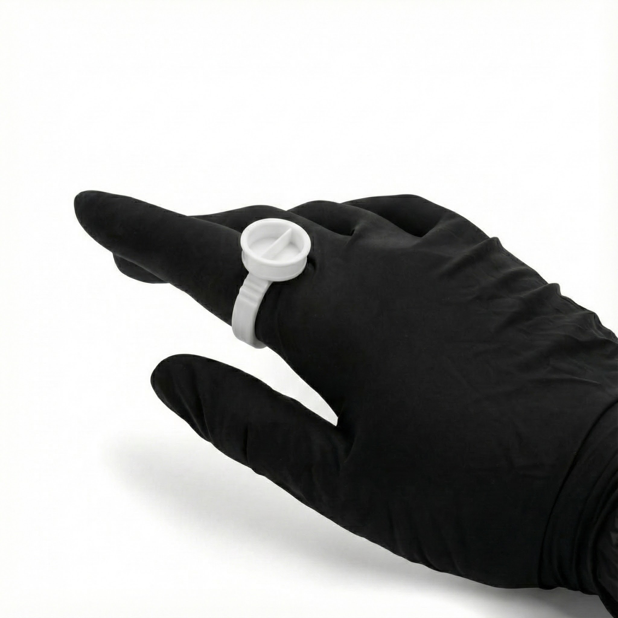 Nhẫn đựng mực phun xăm - 2 ngăn - 100 cái/bịch